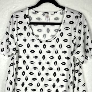 LuLaRoe Perfect T Football Print Neutral Black White Total Comfort Team Spirit M